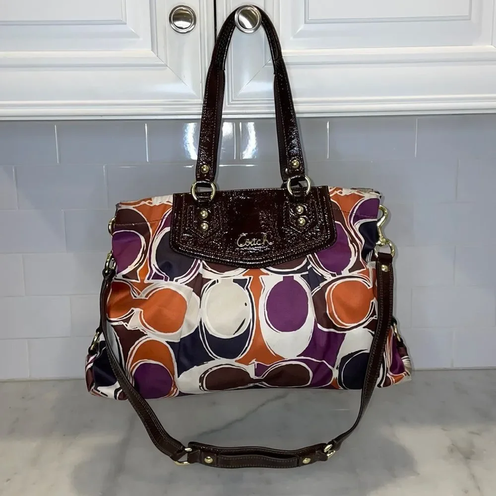 Coach Ashley Scarf Print Carry All Satchel Shoulder Bag